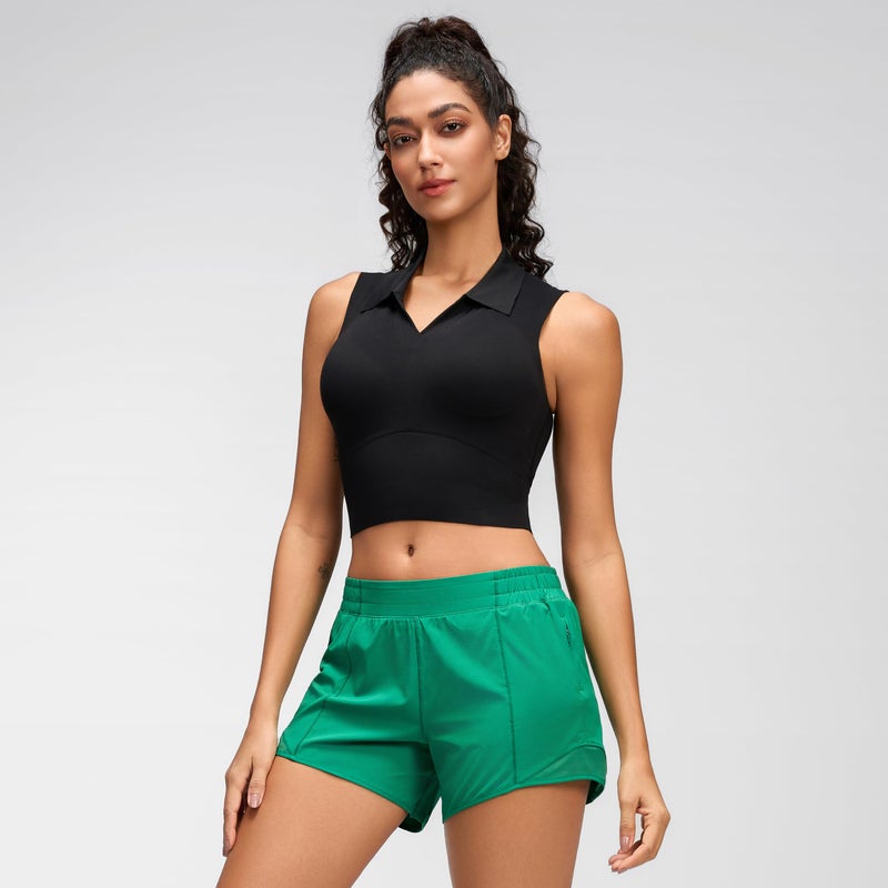 MCEDAR Women's Low Waisted Running Shorts 4" with Mesh-Lined Active Workout Quick Dry Gym Athletic Sports Short Zip Pocket Green/XXS - Image 3
