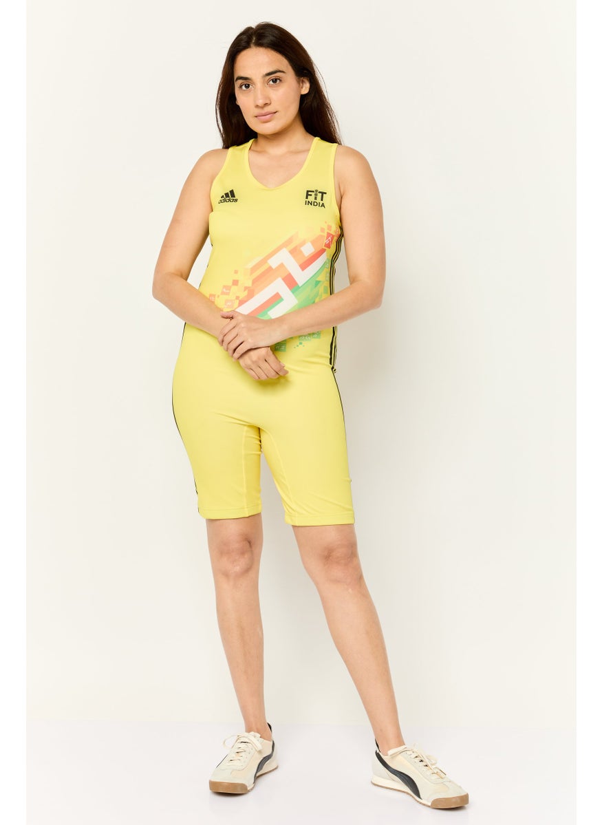 Adidas Women Sportswear Fit Sleeveless Training Singlet, Yellow  - Image 1