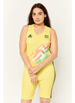 Adidas Women Sportswear Fit Sleeveless Training Singlet, Yellow  - Image 2