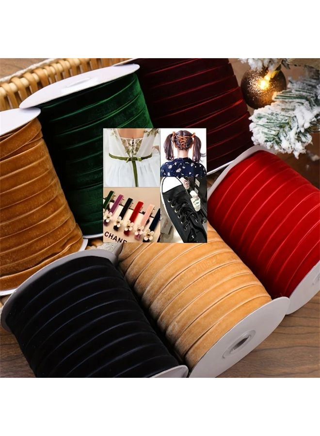 Thickened Single Sided Velvet Ribbon Rose Red 1cm 196.8 Inch Non Elastic for DIY Hair Clips Hairstyle Braiding Shoes Shoelaces Gift Wrapping Bows - Image 2