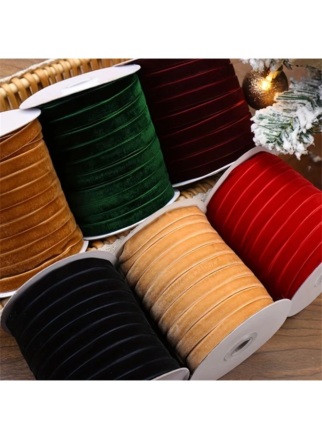 Thickened Single Sided Velvet Ribbon Rose Red 1cm 196.8 Inch Non Elastic for DIY Hair Clips Hairstyle Braiding Shoes Shoelaces Gift Wrapping Bows - Image 1