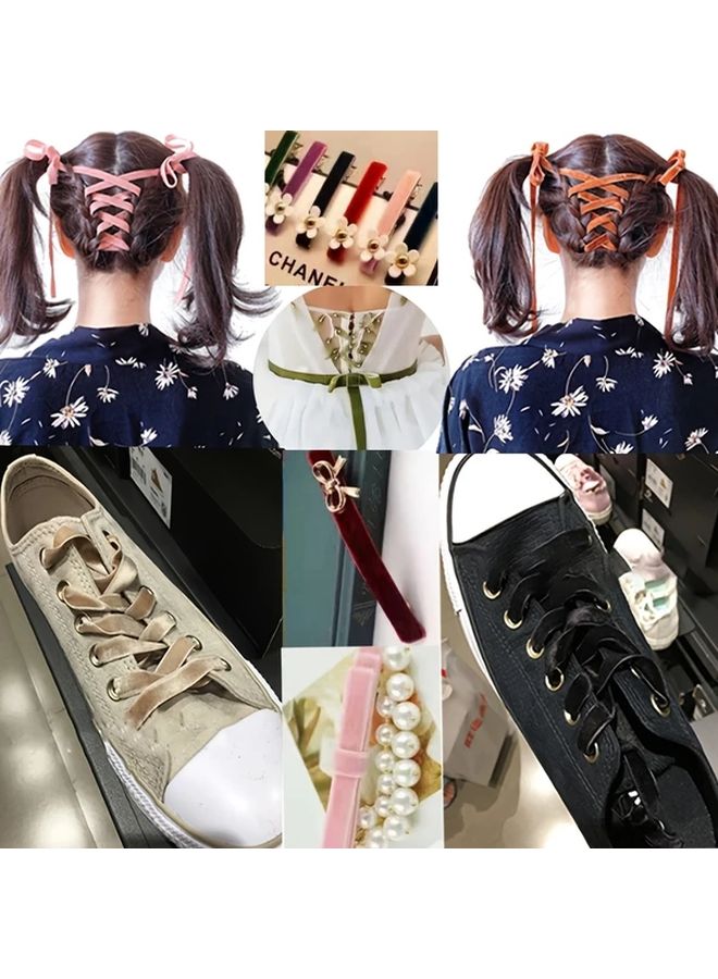 Thickened Single Sided Velvet Ribbon Rose Red 1cm 196.8 Inch Non Elastic for DIY Hair Clips Hairstyle Braiding Shoes Shoelaces Gift Wrapping Bows - Image 3