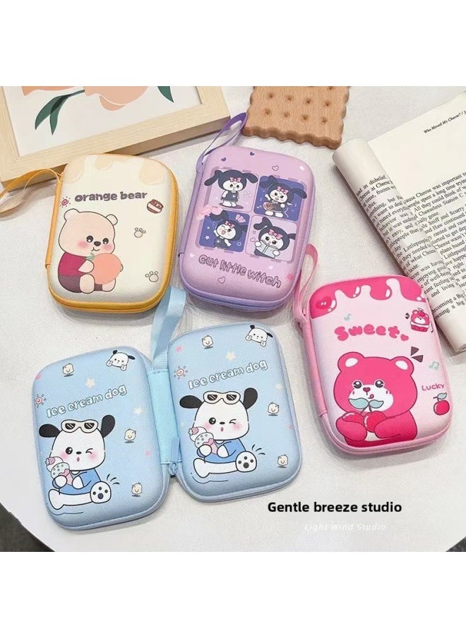 Generic - Cartoon Large Rectangular Hard Disk Headset Storage Bag Coin Purse Charger Data Cable Hard Disk Storage Box With Rope-Color:Running Bow Kirby-Size:9.5*13.5cm - Image 1