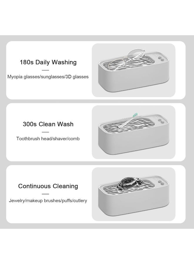 جهاز تنظيف المجوهرات بالموجات فوق الصوتية، جهاز تنظيف صوتي محمول بتردد 45 كيلوهرتز مع مؤقت للنظارات، والخواتم، والأقراط، والقلائد، وحزام الساعة، وفرشاة المكياج، بسعة 10 أونصة - Image 3