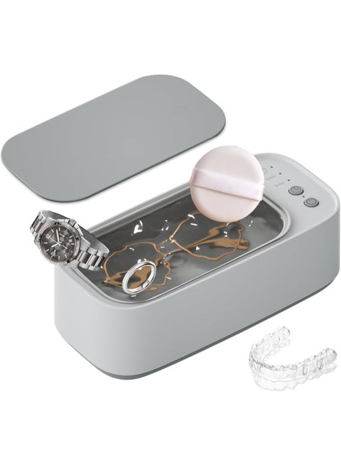 جهاز تنظيف المجوهرات بالموجات فوق الصوتية، جهاز تنظيف صوتي محمول بتردد 45 كيلوهرتز مع مؤقت للنظارات، والخواتم، والأقراط، والقلائد، وحزام الساعة، وفرشاة المكياج، بسعة 10 أونصة