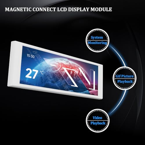 Thermalright Trofeo Vision LCD White Edition Case Sub-Display Features a 6.86-inch Full-Color LCD Screen (1280x480 Resolution) with Magnetic Panel Design. Supports DIY Dynamic/Static Images (White). - Image 5