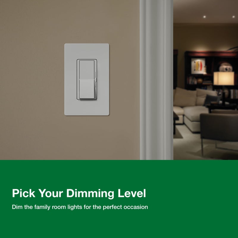 Lutron Diva LED+ Dimmer Light Switch for Dimmable LED, Halogen, and Incandescent Bulbs, 150 Watt, Single-Pole or 3-Way, DVCL-153P-LA, Light Almond - Image 5