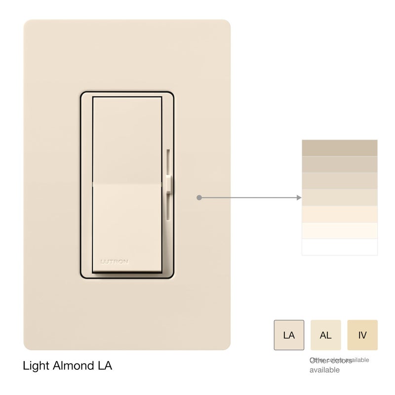 Lutron Diva LED+ Dimmer Light Switch for Dimmable LED, Halogen, and Incandescent Bulbs, 150 Watt, Single-Pole or 3-Way, DVCL-153P-LA, Light Almond - Image 2