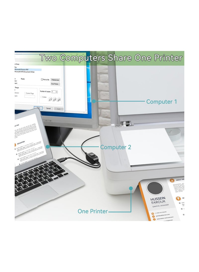 USB Printer Splitter Cable, 1 to 2 Out Y Cable, Gold Plated USB B Male to Dual USB A Male Connectors for Sharing One Printer, Scanner, or Fax Machine Between Two Computers. - Image 5