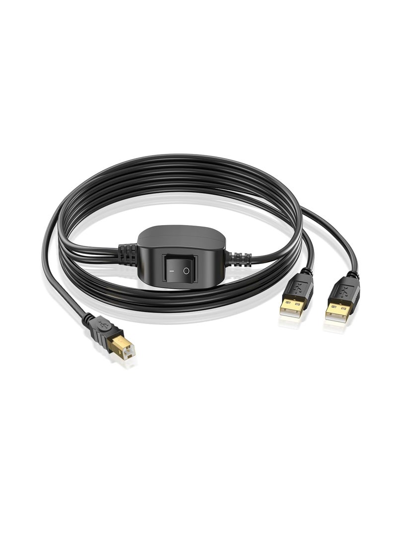 USB Printer Splitter Cable, 1 to 2 Out Y Cable, Gold Plated USB B Male to Dual USB A Male Connectors for Sharing One Printer, Scanner, or Fax Machine Between Two Computers. - Image 1