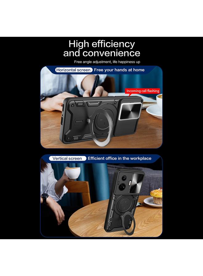 S-TOP Case For Realme GT3 5G CD Texture Sliding Camshield Magnetic Holder Phone Case - Image 4