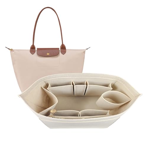 Lckaey Felt Organizer Insert for Longchamp Le Pliage Handbag Women Purse organizer 101225beigeM - Image 1