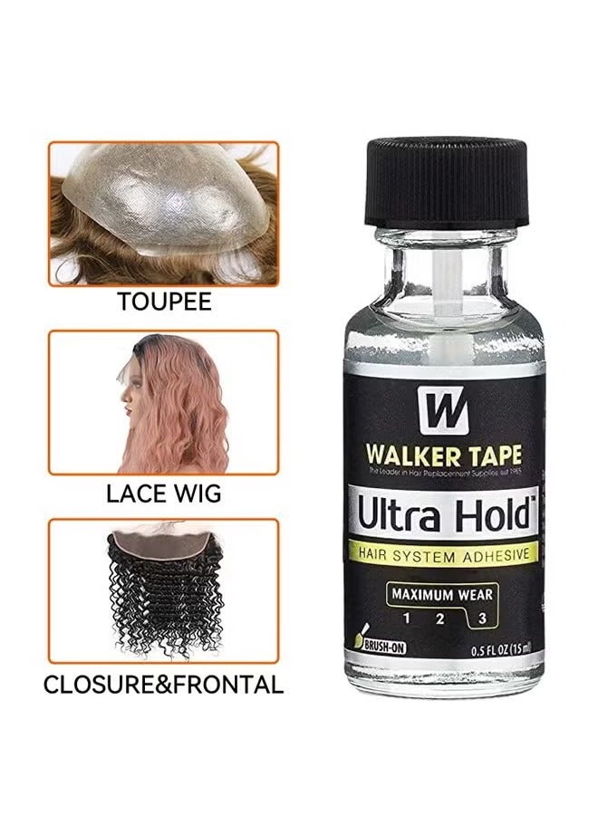 Walker Tape Ultra Hold Hair System Adhesive, Thin Silicone Hair Replacement Adhesive, Long Lasting Fixation For Poly And Lace Wigs, 3-4 Weeks, Wigs, Wig Systems, Invisible, Waterproof Adhesive, 15ML - Image 3