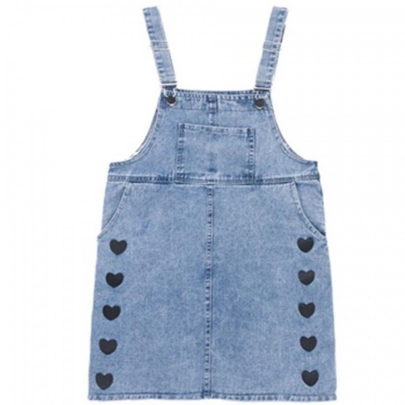 Girls Summer Love Suspender Skirt Korean Style Fashionable Internet Celebrity Girls Suspender Denim Skirt For Big Children Trendy - Image 1