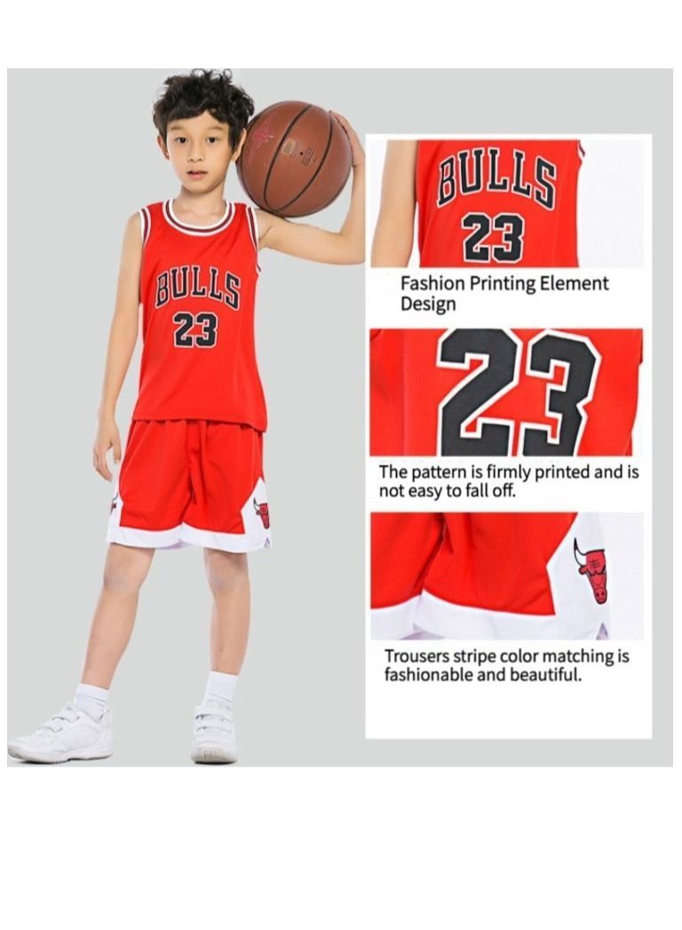NIBEMINENT M MIAOYAN Children's Star Basketball Uniform Suit Men's and Women's Kindergarten Elementary Middle School Students Training Team (Socks Not Included) - Image 2