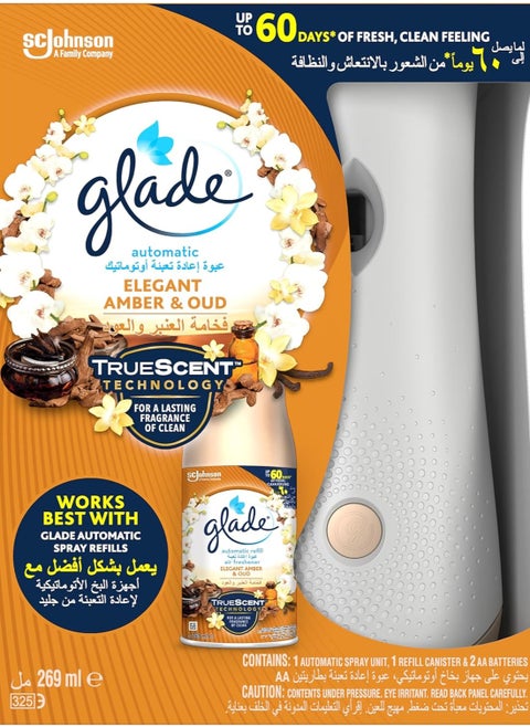 Automatic Air Freshener + Refill by Glade, Oud and Amber Scent, 269 ml