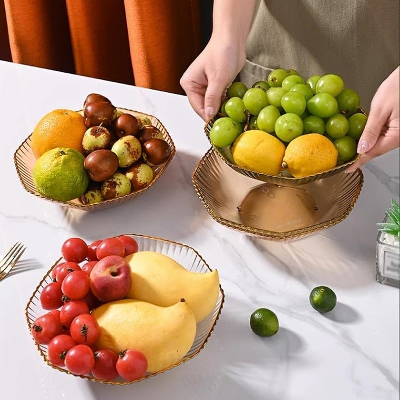 Fruit Plate Fruit Bowl Translucent Decorative Plate Home Snack Plate Snack Plate Candy Plate Fruit Plate Fruit Bowls(Clear) - Image 3