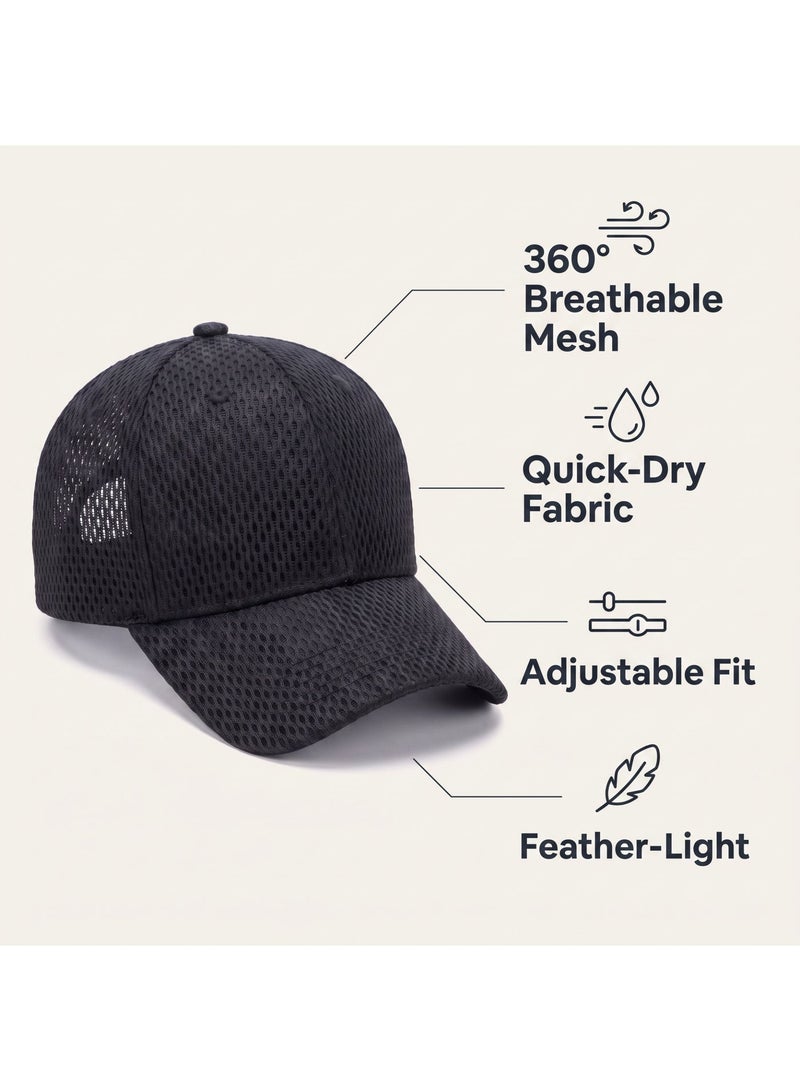 IceZone Breathable Mesh Baseball Cap, Black - Image 2