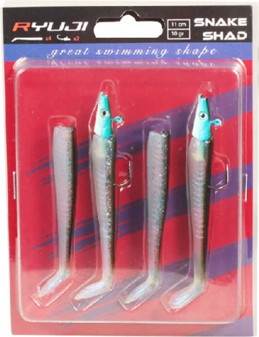 ريوجي Snake Shad 11CM, 10GR, (2+2AD) Chart Back Uv-Standard