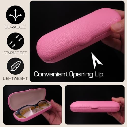 MyEyeglassCase Slim Hard Shell Eyeglass Case – Small Protective Glasses Case with Microfiber Pouch & Cleaning Cloth fit readers and reading frames women/girls (S5 Pink) - Image 4