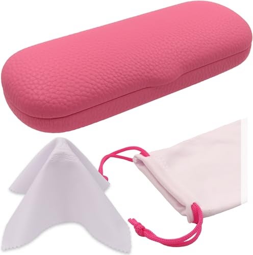 MyEyeglassCase Slim Hard Shell Eyeglass Case – Small Protective Glasses Case with Microfiber Pouch & Cleaning Cloth fit readers and reading frames women/girls (S5 Pink) - Image 1