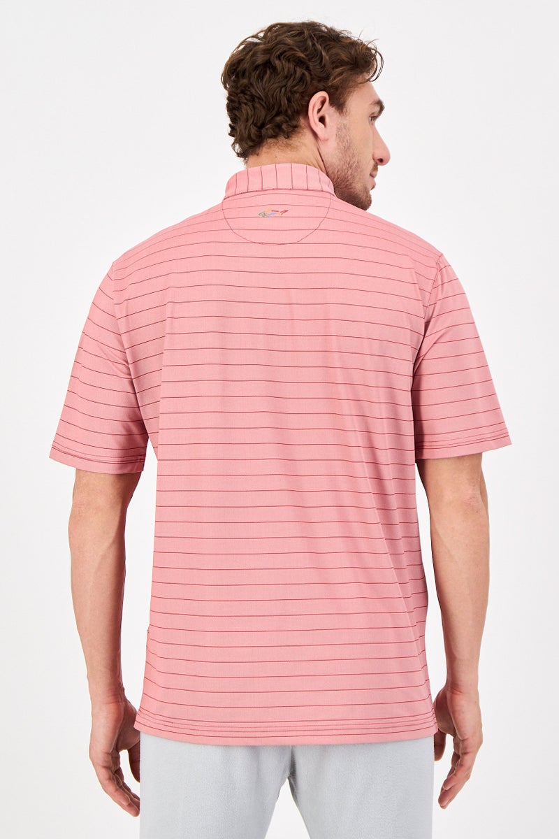 Greg Norman Men Sportswear Fit Short Sleeves Training Polo Shirt, Pink - Image 3