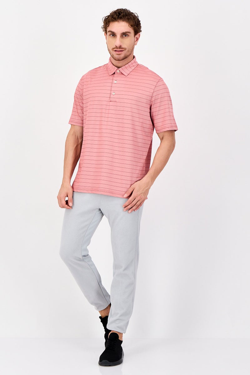 Greg Norman تي شيرت بولو رياضي للرجال بأكمام قصيرة، وردي - Image 4