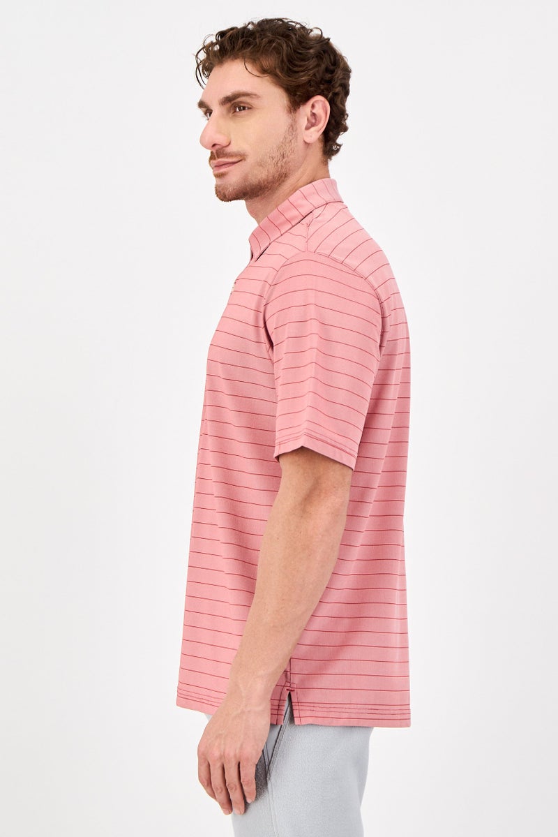 Greg Norman تي شيرت بولو رياضي للرجال بأكمام قصيرة، وردي - Image 2