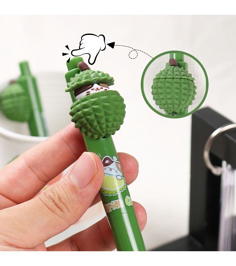 3pc Durian Kitten Pen Set Cute Cartoon Cat Ballpoint Stress Relief Stationery - Image 2