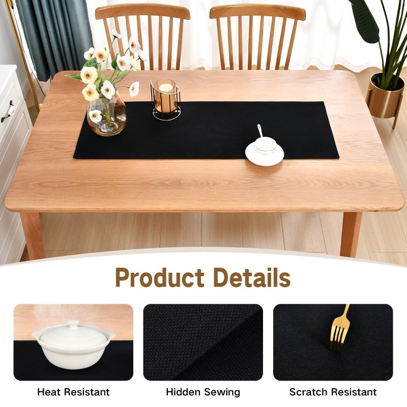 Nacuci Farmhouse Rustic Table Runner Black Faux Linen Double Layer Table Runners Thick Reversible Short Table Runner 36 inches for Kitchen Dining Dresser Coffee Table Holiday Banquet Party 13x36 Inch - Image 4