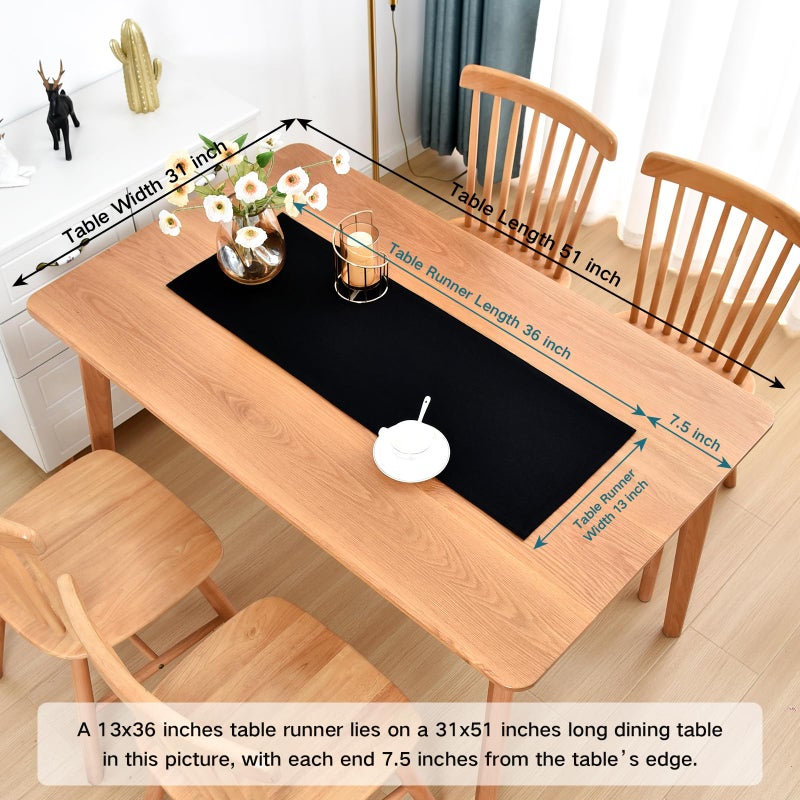 Nacuci Farmhouse Rustic Table Runner Black Faux Linen Double Layer Table Runners Thick Reversible Short Table Runner 36 inches for Kitchen Dining Dresser Coffee Table Holiday Banquet Party 13x36 Inch - Image 2