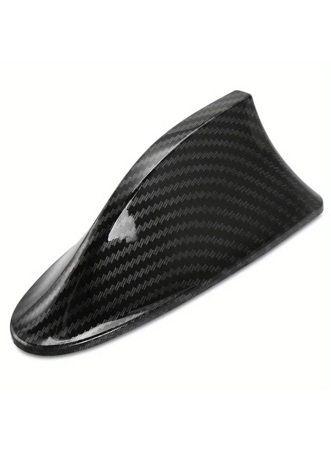 Black Carbon Fiber Shark Fin Antenna Enhanced AM FM Radio Signal for Cars - Image 1