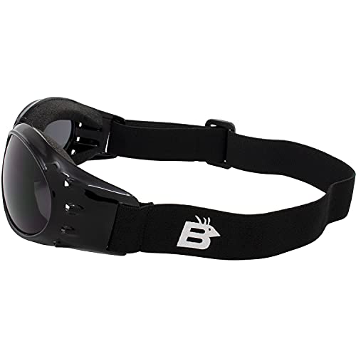 Birdz Eyewear Eagle Padded Motorcycle Goggles - 3 Pairs with Black Frames and Clear, Smoke, and Yellow Lenses for Day and Night Riding Comfort in All Weather Conditions - Image 5