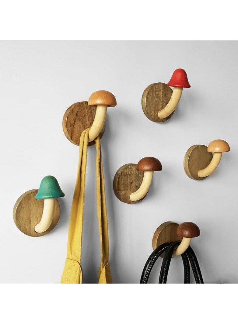 Mushroom Wall Hooks, Wooden Coat Pegs Natural Wood Hooks Handmade Wall Hooks Decorative Coat Hooks Unique Wall Hooks Nursery Wall Pegs Rustic Wall Hooks for Hanging Bathroom Towels Hat, Coats  - Image 4