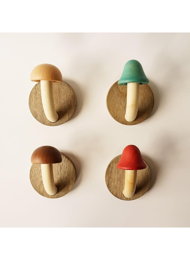 Mushroom Wall Hooks, Wooden Coat Pegs Natural Wood Hooks Handmade Wall Hooks Decorative Coat Hooks Unique Wall Hooks Nursery Wall Pegs Rustic Wall Hooks for Hanging Bathroom Towels Hat, Coats  - Image 3