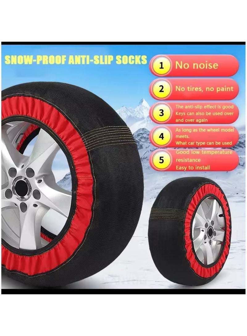 Auto Snow Socks for Tires, Emergency Snow Traction for Vehicles Safe Travel on Ice, Frost, Snow, Extra Durable Snow Chains Equivalent Tire Chain Alternative Tire Socks Active Series in red(SIZE XS) - Image 2