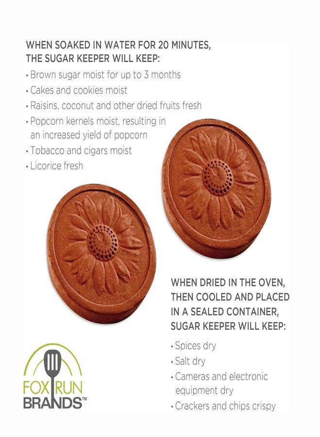 Fox Run Sunflower Brown Sugar Keepers, Set of 2 Terracotta Brown Sugar Savers - Image 3