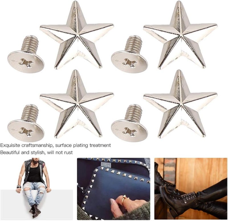cheekyglo Star Shape Rivet Crafts Stud Button Zinc Alloy Rivet for Shoes Bags Leather Craft Clothing Decoration(Silverï¼\u2030 - Image 3