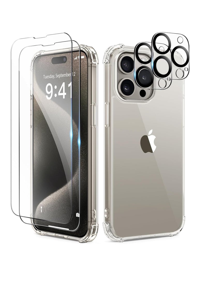 Raxoom ELTRAZONE 6.1" Clear Case for iPhone 15 Pro â€“ Includes 2x Screen & Camera Lens Protectors, Non-Yellowing Slim Shockproof Hard Cover for Women - Image 5