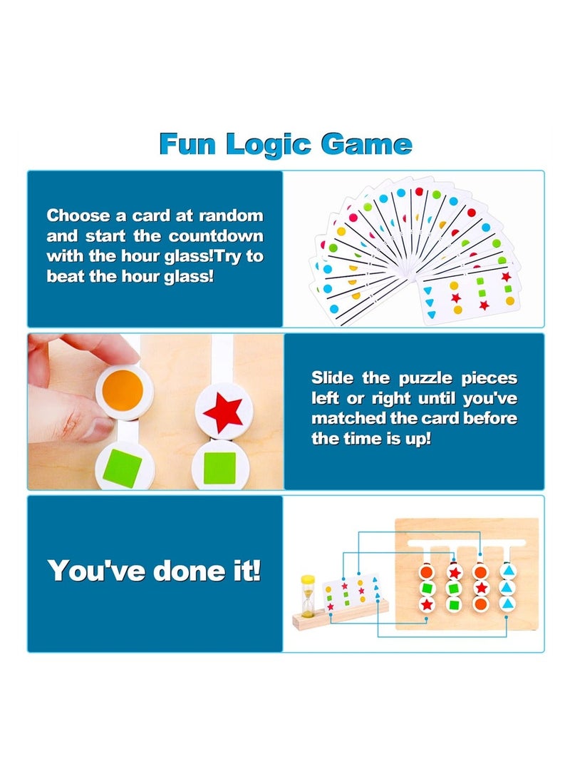 Y&D - Montessori Learning Toys, Wooden Slide Puzzle, Color and Shape Matching Brain Teasers Logic Game, Logical Thinking Training Teaching Aids, Preschool Educational Toys for Kids Boys Girls Age 3-7 - Image 1