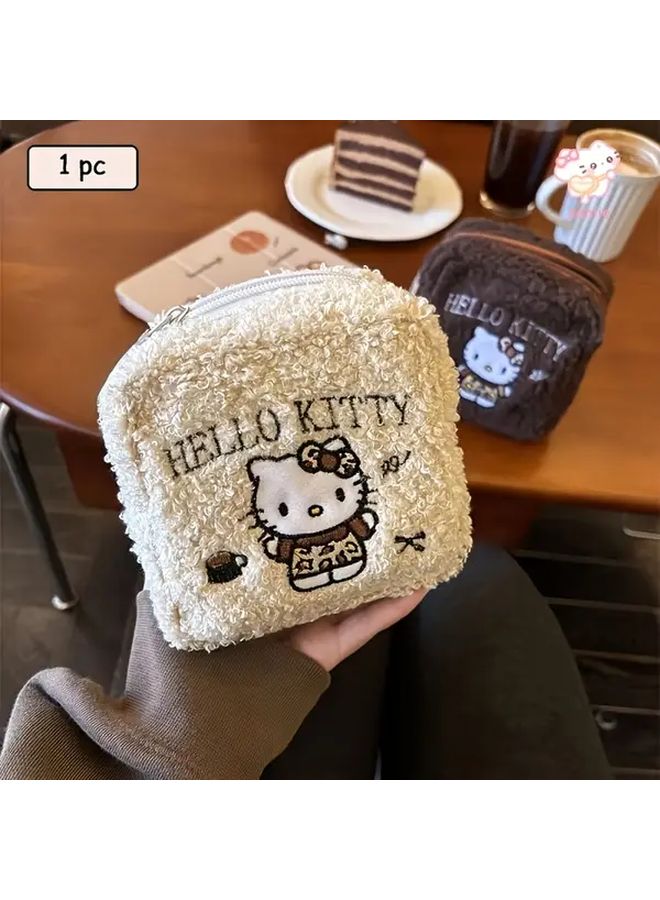 Hello Kitty Embroidered Organizer Bag Brown Vintage Square Travel Essentials - Image 3