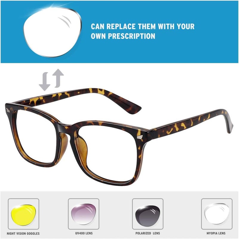 WOWSUN Unisex Stylish Nerd Non-prescription Glasses, Clear Lens Eyeglasses Frames, Fake Glasses - Image 4