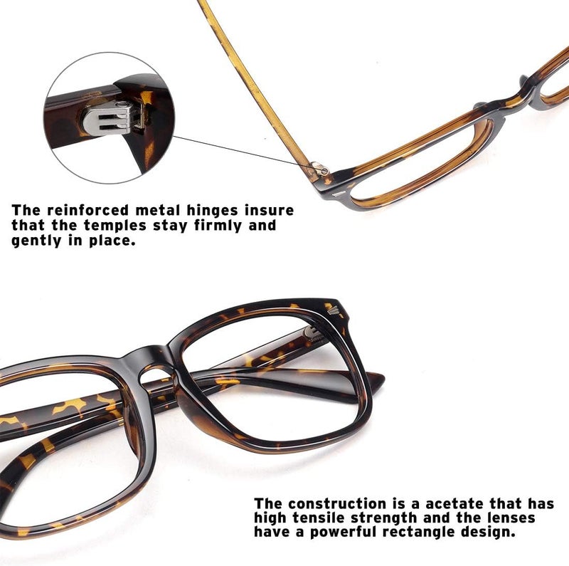 WOWSUN Unisex Stylish Nerd Non-prescription Glasses, Clear Lens Eyeglasses Frames, Fake Glasses - Image 3