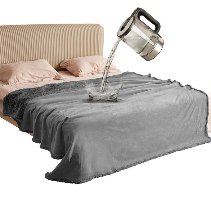 WATERPROOF LOVE BLANKET LIQUID PEE PROOF FLEECE SHERPA SPLASH BLANKET FOR BED COUCH SOFA PROTECTOR COVER FOR COUPLES COZY LINING THROWS FOR CAMPING BOATING 203 X 229CM
