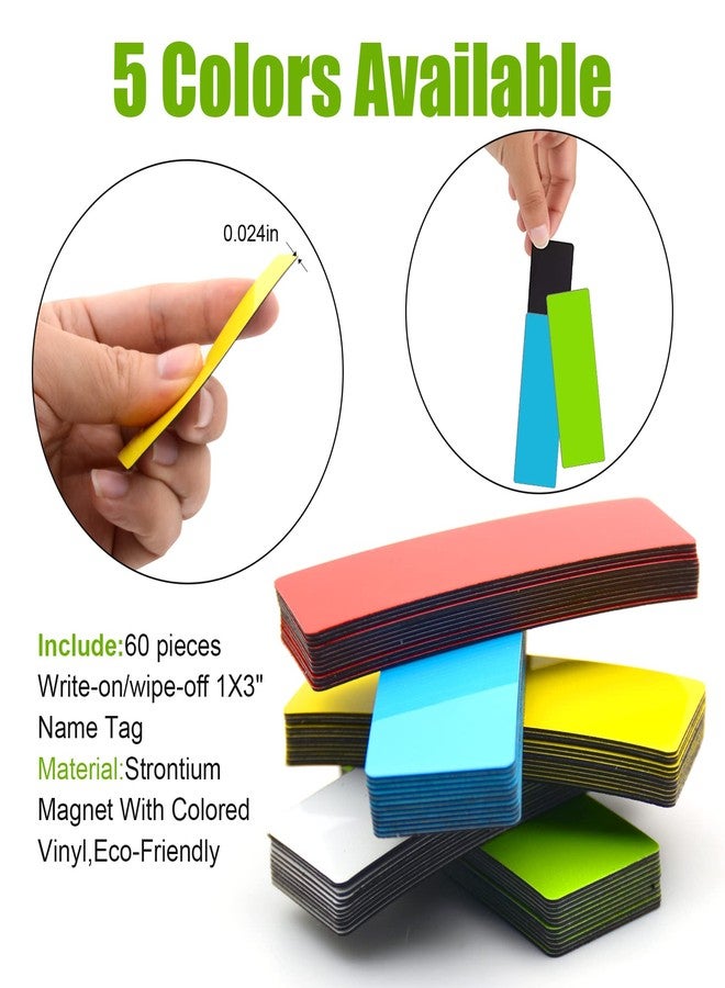 STTMGN Dry Erase Magnetic Labels (1x3,Pack of 60),Write On Magnets Sticker,Real Waterproof/Reusable for Classroom&Office&Cabinet&whiteboard&Fridge&More (Multicolor) - Image 5