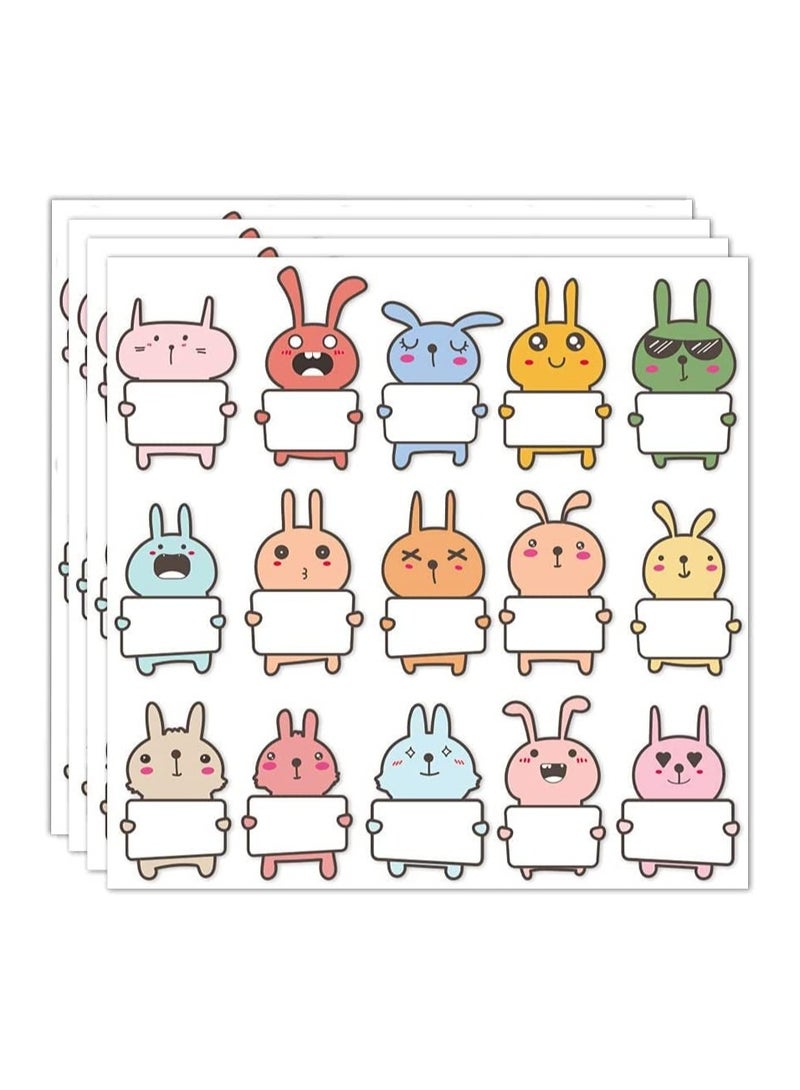 KASTWAVE Name Tags Stickers for Kids, 30 Pcs Cute Bunny Shape Name Tags Labels, Cute Cartoon Incentive Stickers for Kids Teacher School Home Classroom Supplies - Image 1