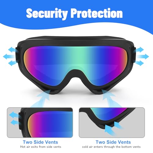 4-FQ Motorcycle Goggles 3-Pack with Neck Gaiter, ATV Dirt Bike Goggles Motocross Riding Eyewear Bike UTV MTB MX Offroad Windproof Ski Glasses UV400 Anti-Fog Scratch Dustproof for Adult Youth Kids - Image 4