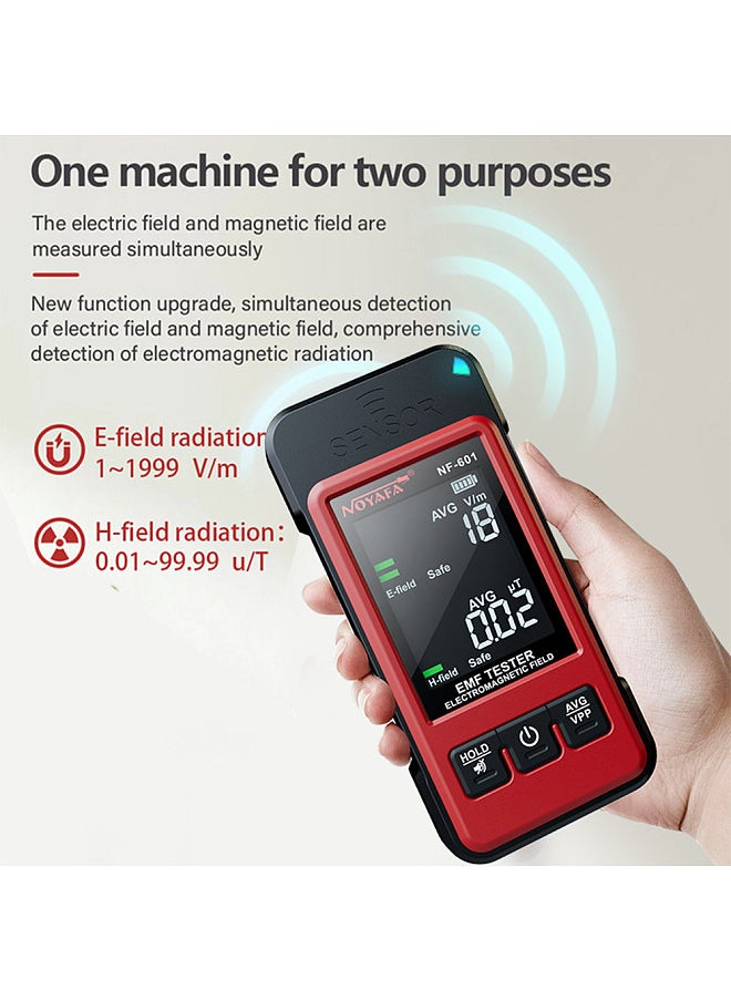 NOYAFA NF-601 Handheld Radiation Detector Geiger Counter Meter Electromagnetic Radiation Tester Dosimeter Multifunctional Electric Field Magnetic Field Radiation Detector with Sound and Light Alarm