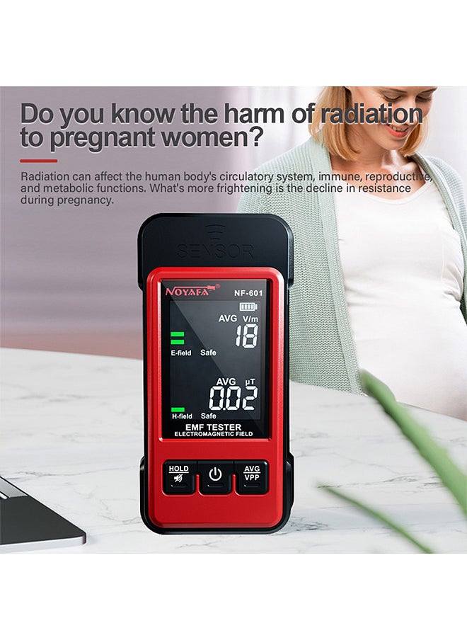 NOYAFA NF-601 Handheld Radiation Detector Geiger Counter Meter Electromagnetic Radiation Tester Dosimeter Multifunctional Electric Field Magnetic Field Radiation Detector with Sound and Light Alarm