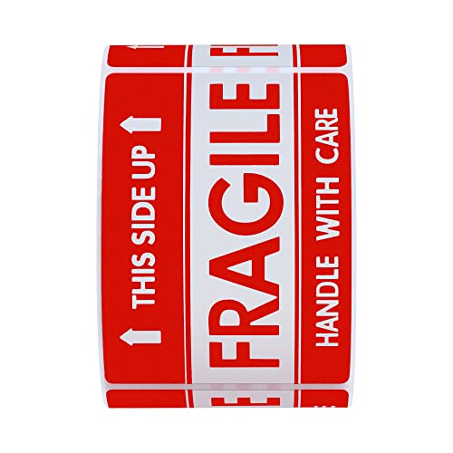 Hybsk This Side Up Fragile Stickers 2x3 Inch Handle with Care Shiping and Packing Warning Adhesive Label 300 Per Roll (2x3 inch) - Image 2